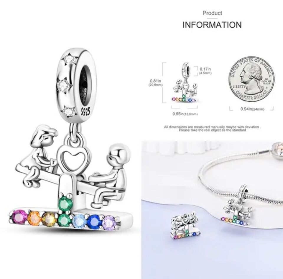 Boy With Girl on Swing and Zirconia Charm