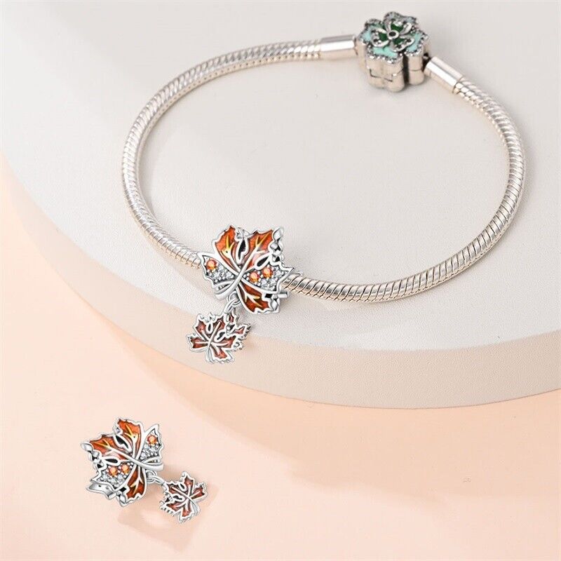 Autumn Maple Leaves Dangle Charm