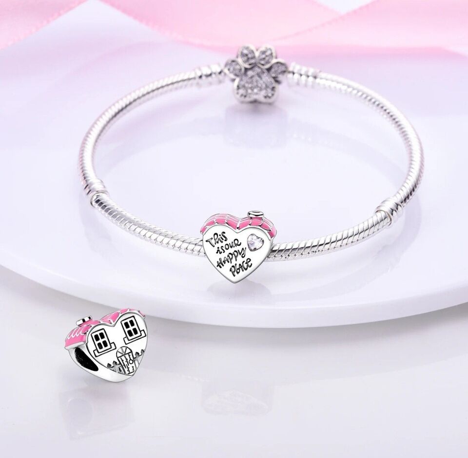 Pink Heart Home House Charm