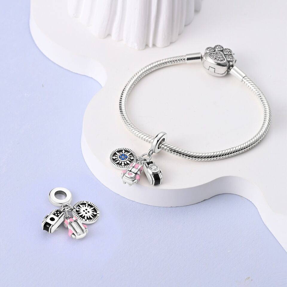 Backpack Camera & Compass Dangle Charm