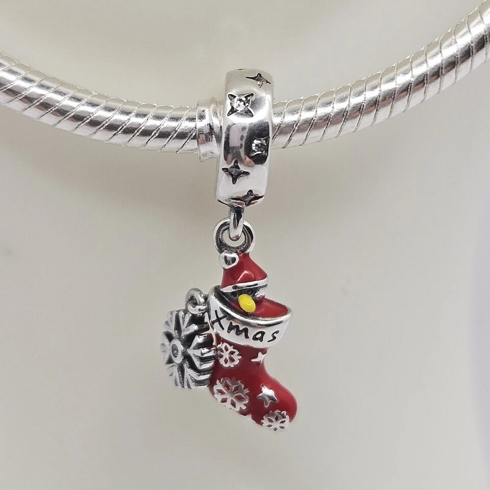 Christmas Stocking with Snow Flake Charm