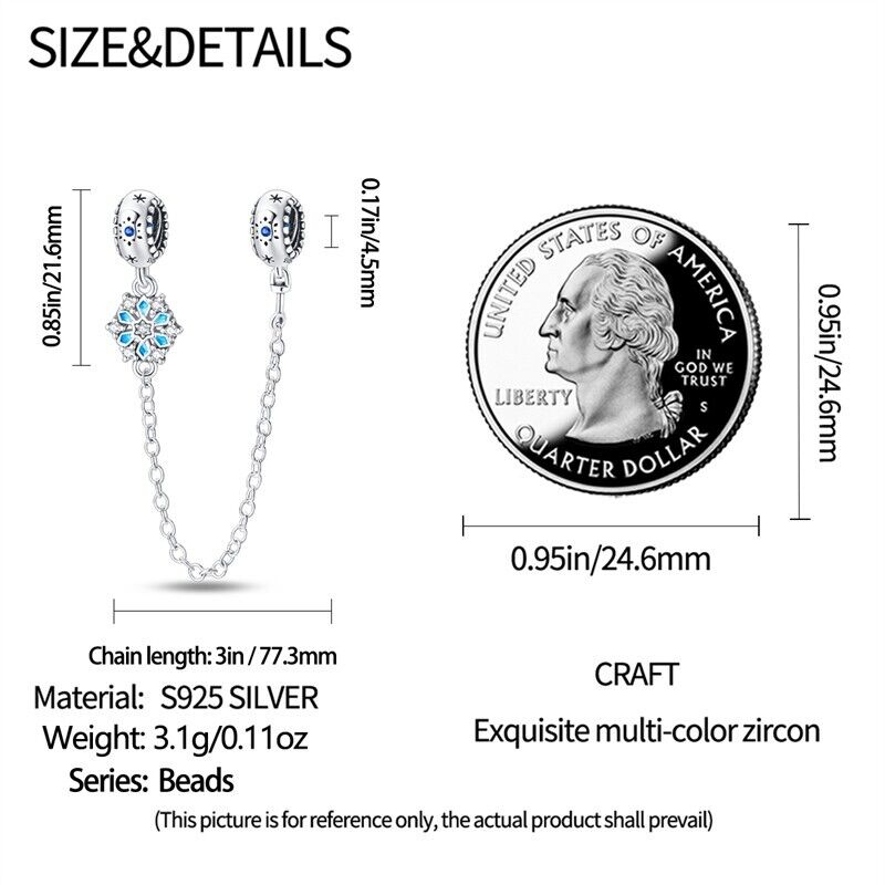 Blue Zirconia Snowflake Safety Chain