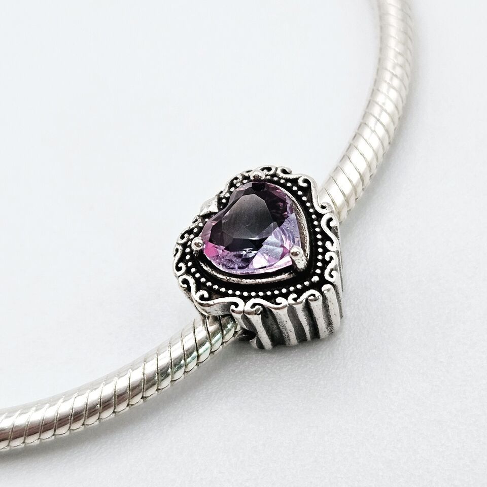 Purple Pink Love Heart Charm