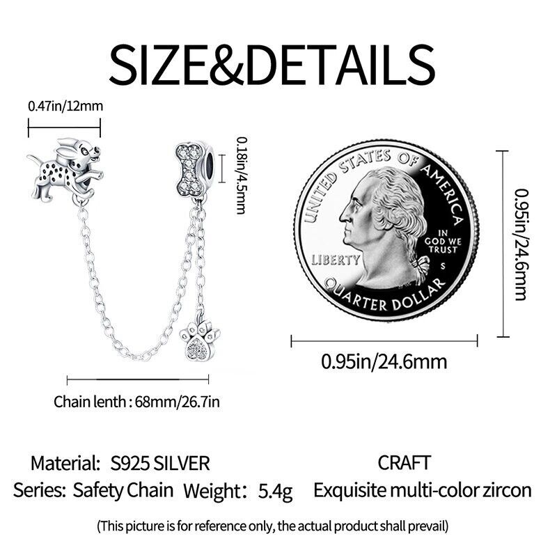 Safety Chain Dog & Bone Paw Charm