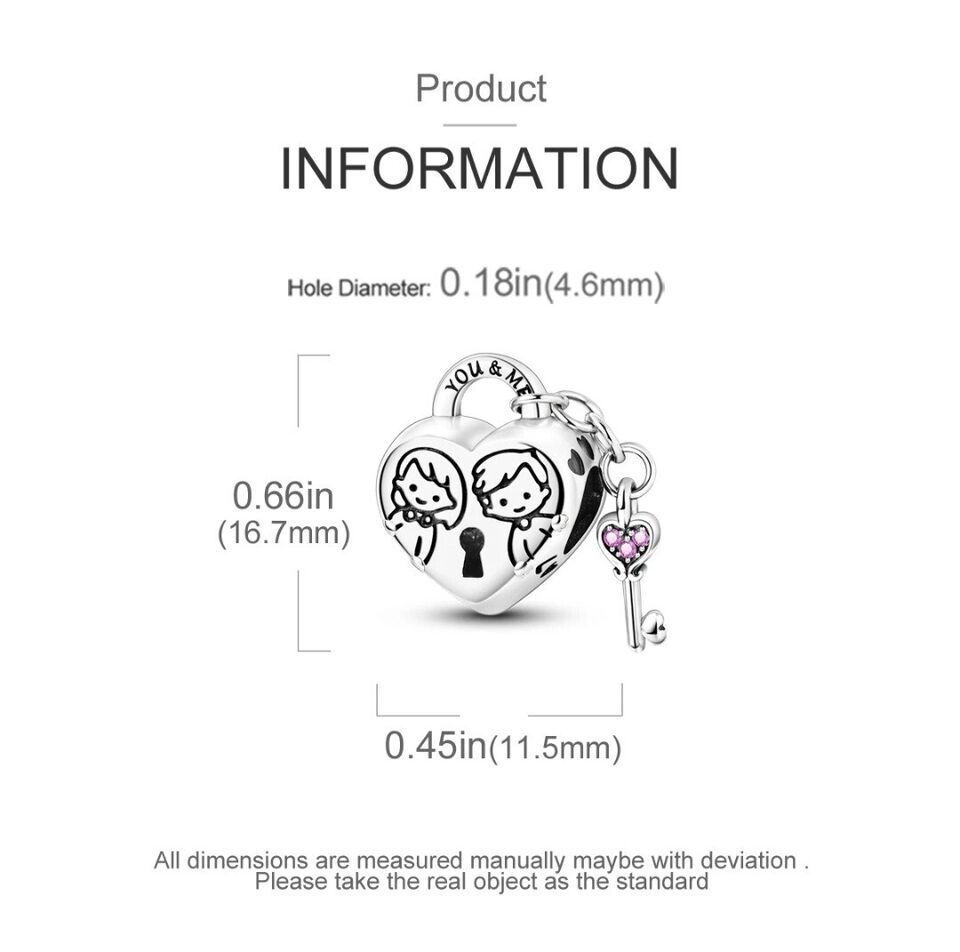 Love Heart Padlock & Key Charm