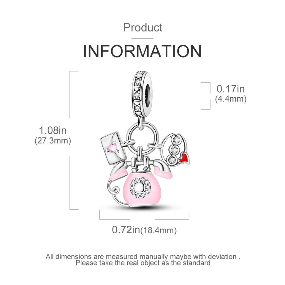 Pink Telephone & Letter Charm