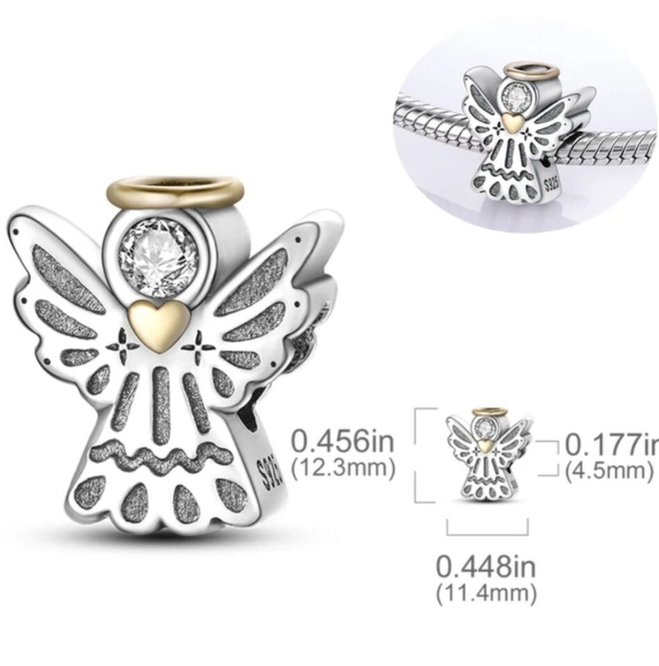 Guardian Angel With Golden Heart Charm