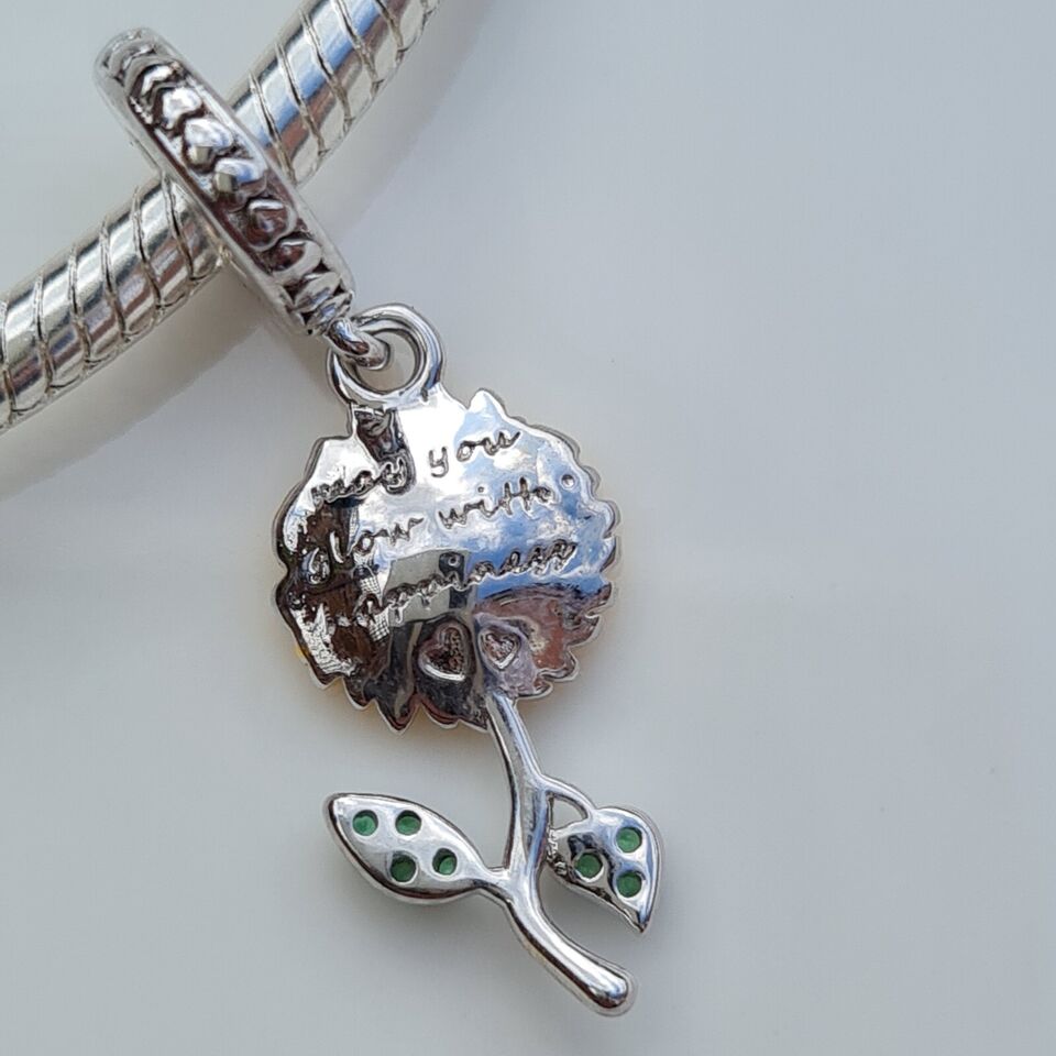 Sunflower with Cubic Zirconia Charm