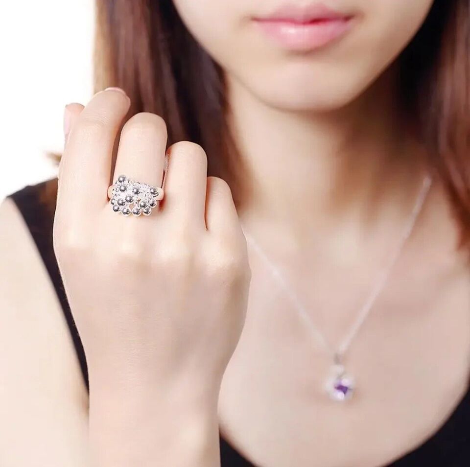 Dangling Round Beads Ring