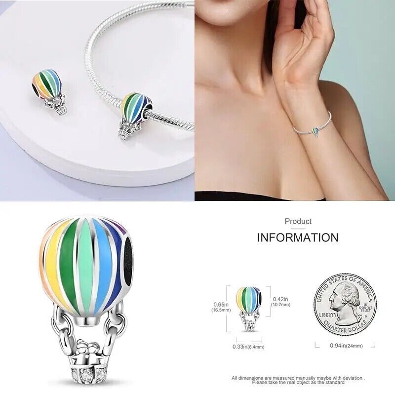Colorful Hot Air Balloon with People in Love Charm