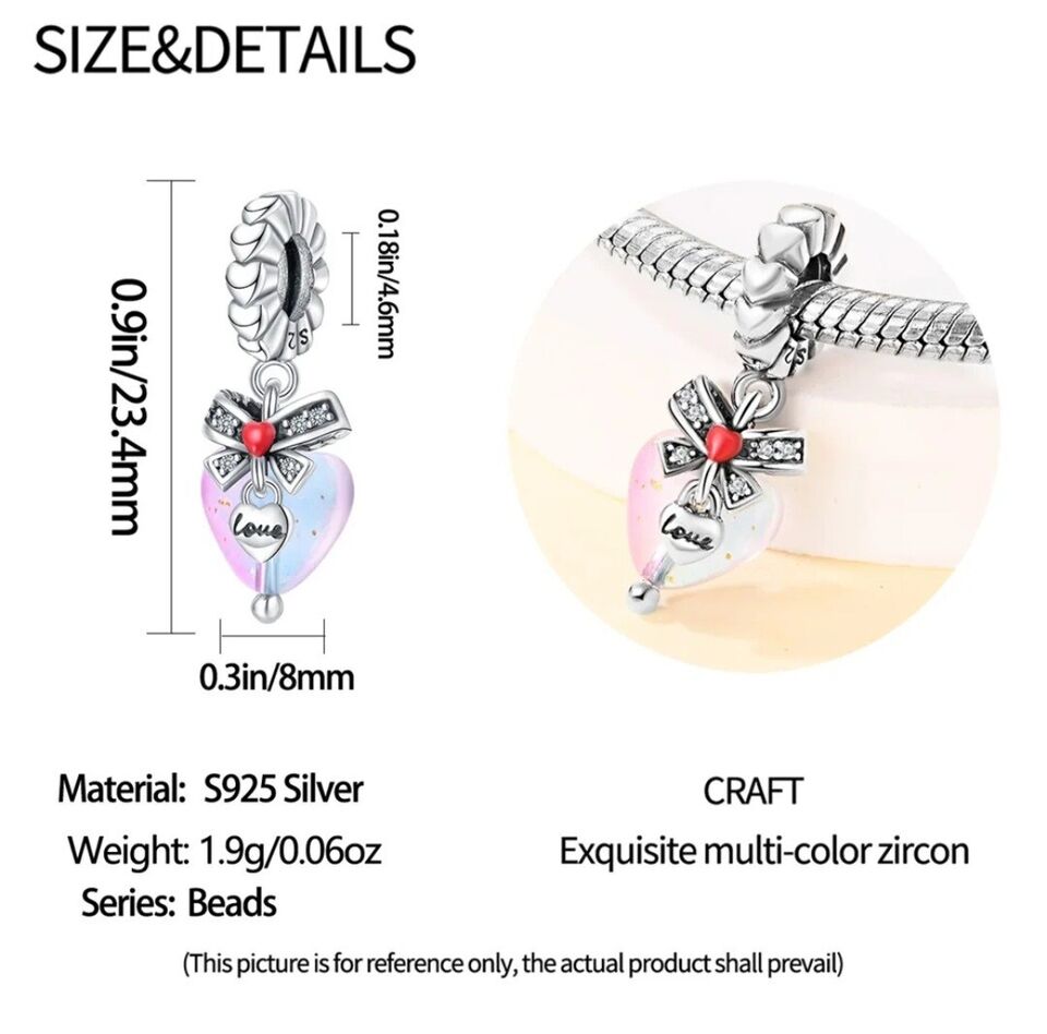 Love Heart Zirconia Bow Dangle