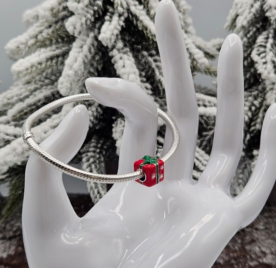 Red Gift With Snowflakes Charm
