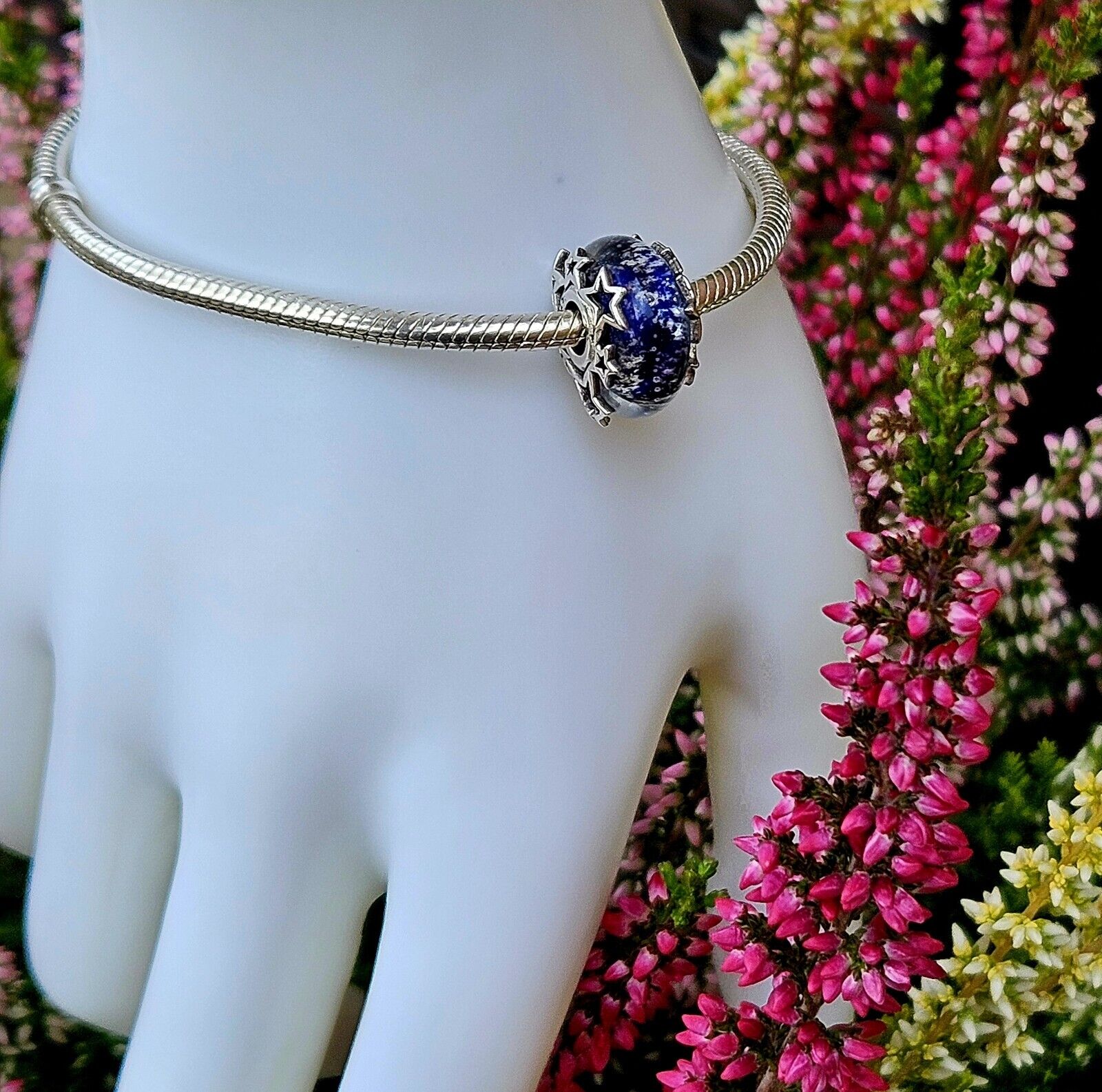 Stars Blue Murano Glass Bead Charm