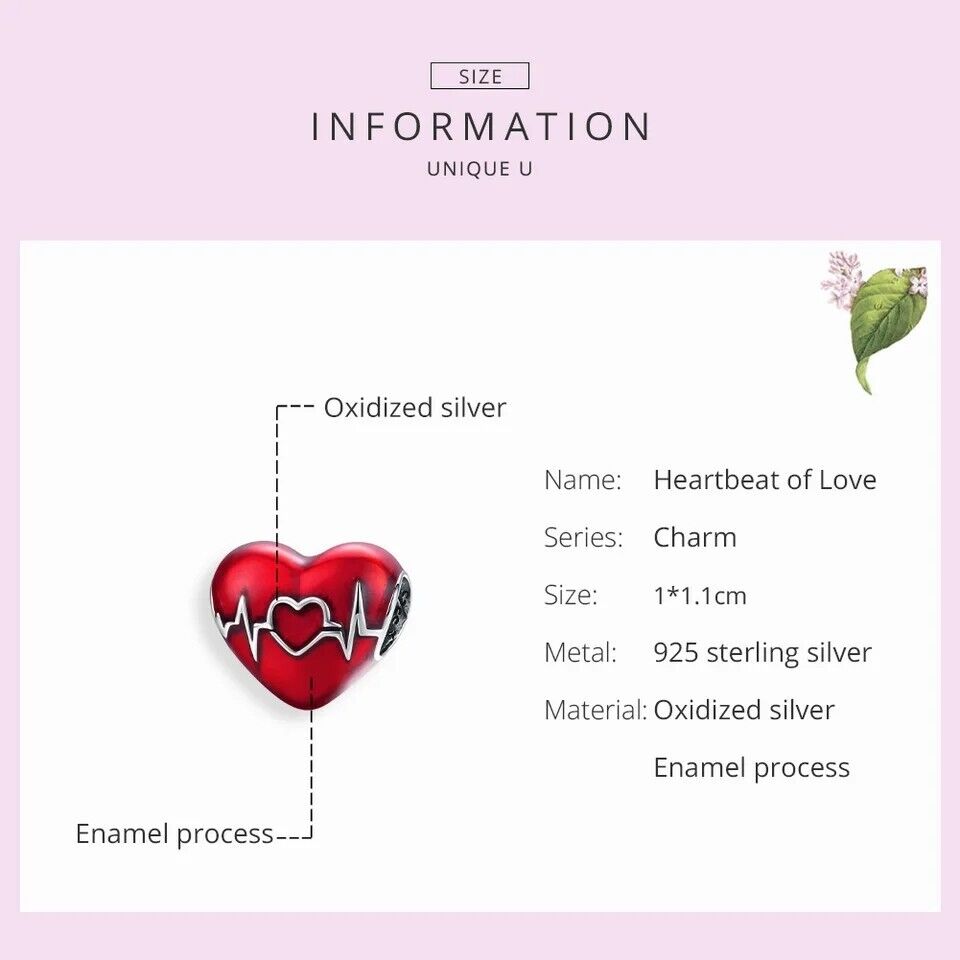 Red Love Heart Heartbeat Charm