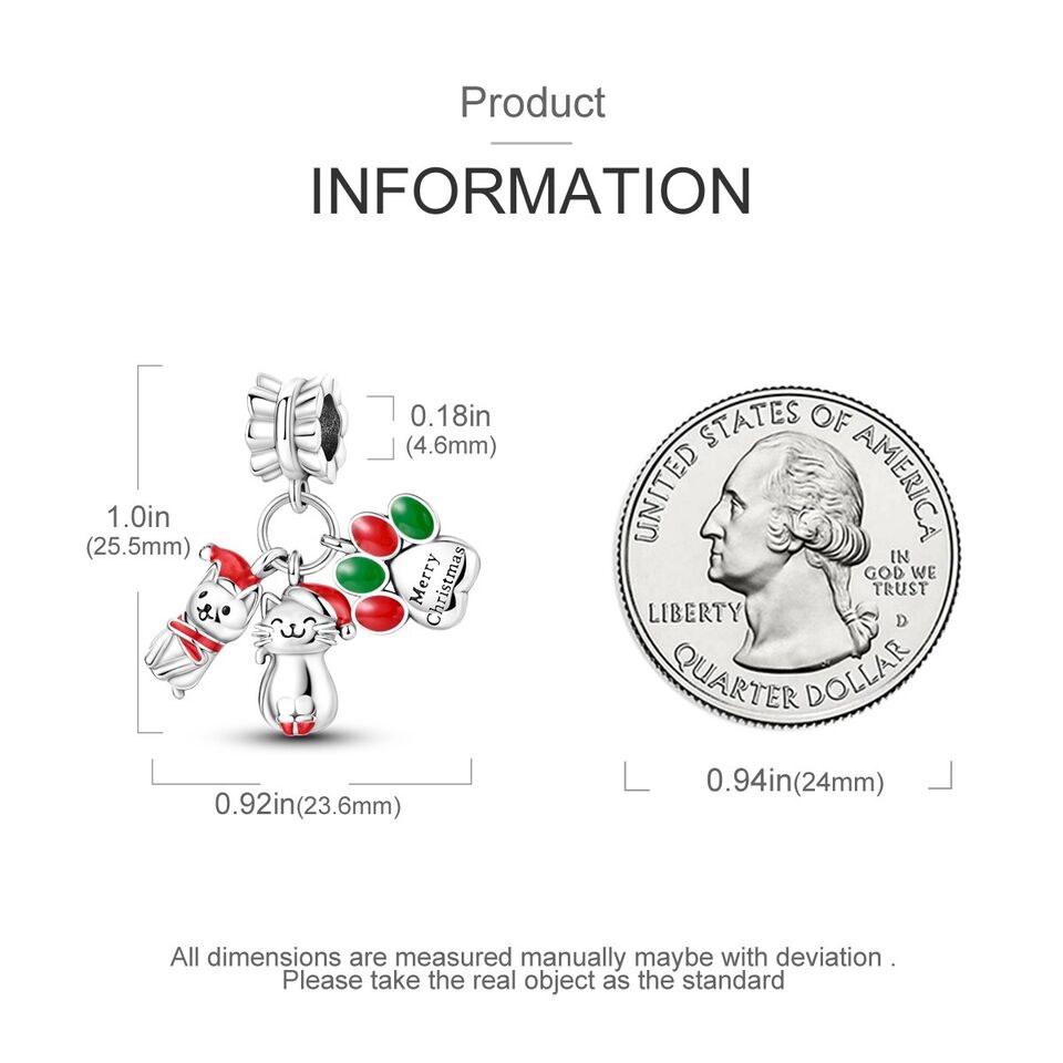 Christmas Cat Paw Print Charm