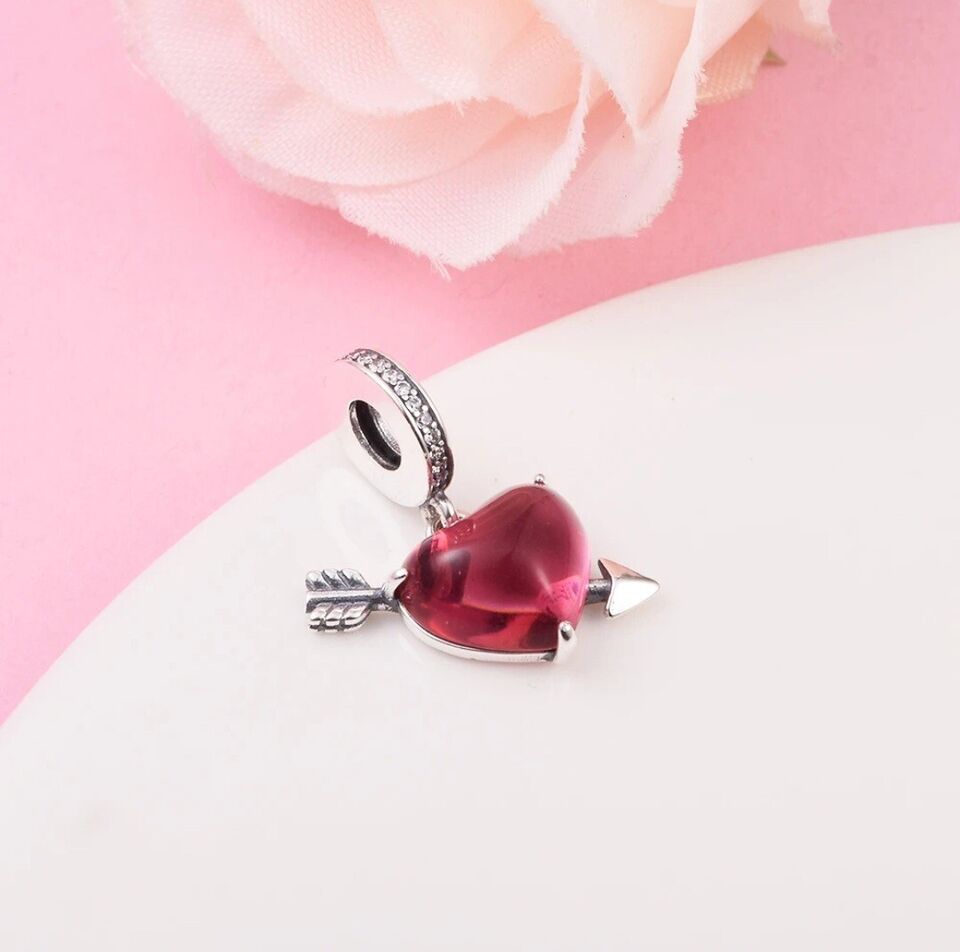 Red Heart With Arrow Dangle Charm