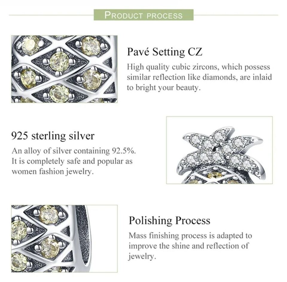 Sparkling Pinaple Bead Charm