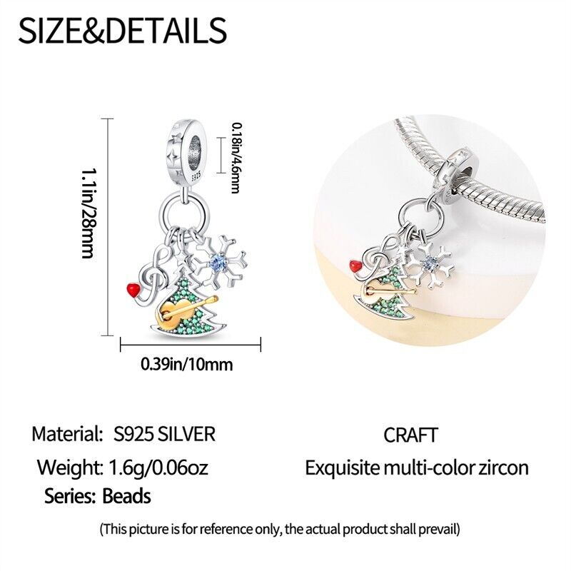 Christmas Tree & Snowflake Dangle Charm