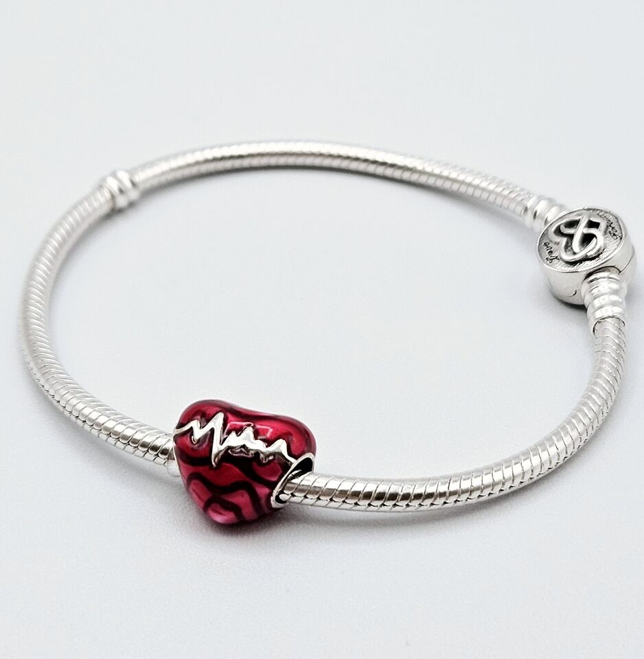 Red Enamel Heartbeat Heart Charm