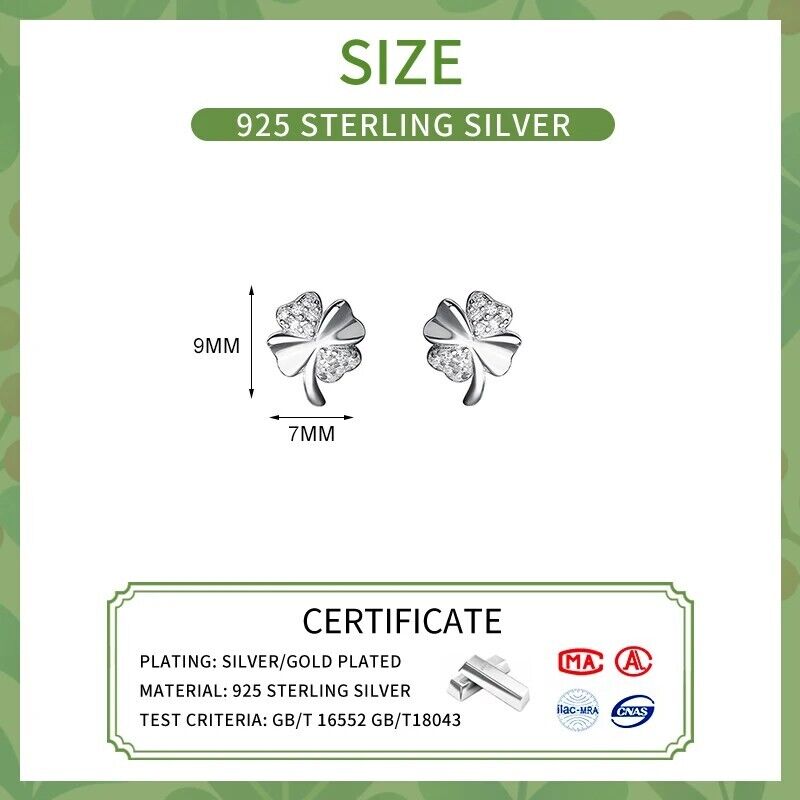 Sparkling Zirconia Lucky Clover Stud Earring