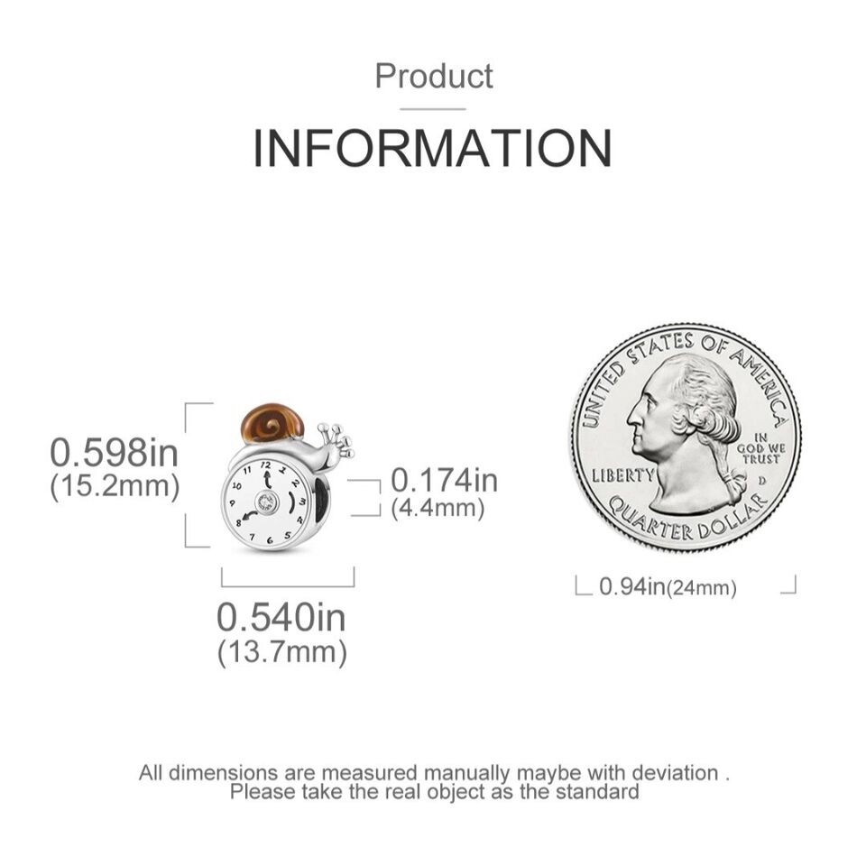 Snail on Clock With Zircon Charm