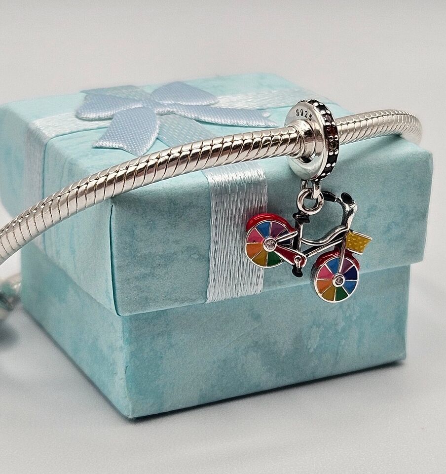 Rainbow Bike With Basket Charm