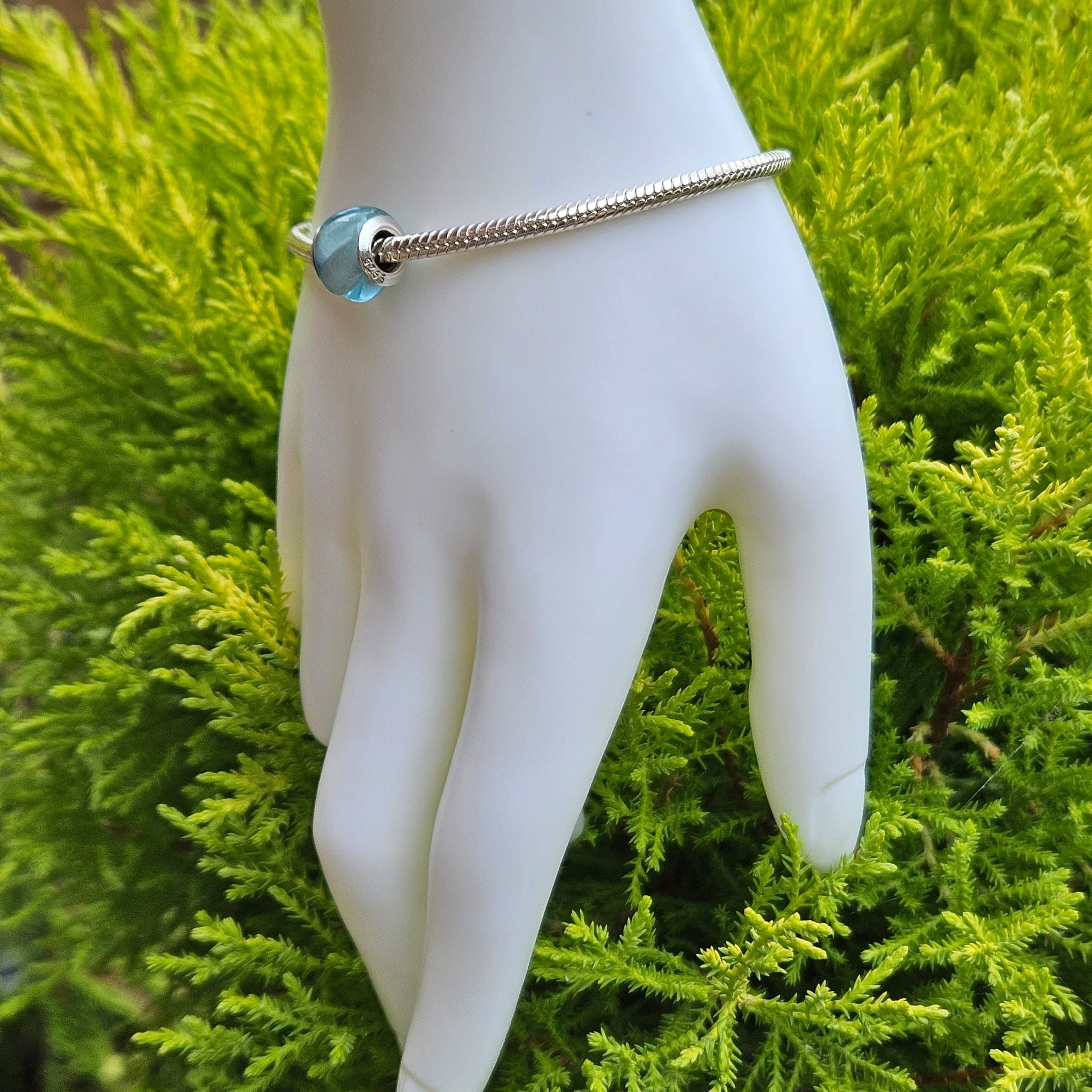 Wavy Blue Murano Bead Charm
