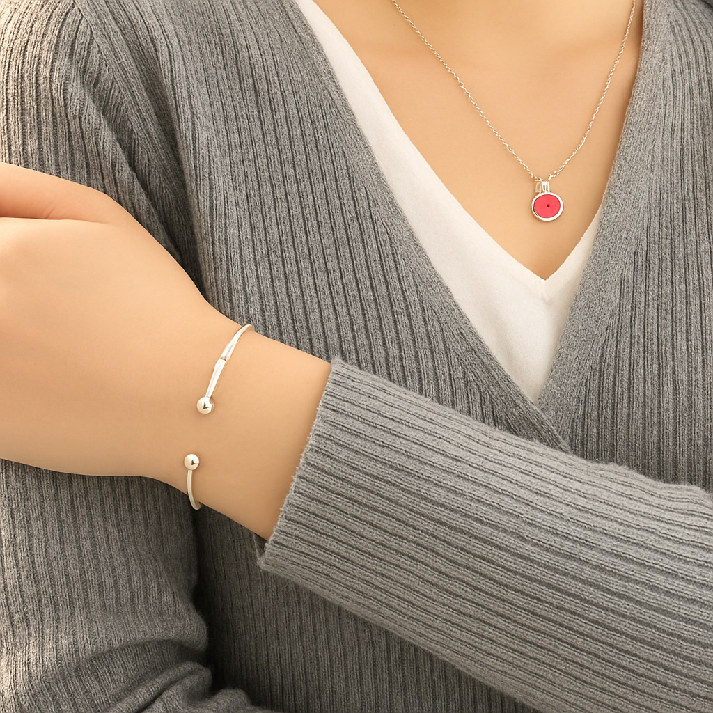 Sterling Silver Bracelet with Ball Ends