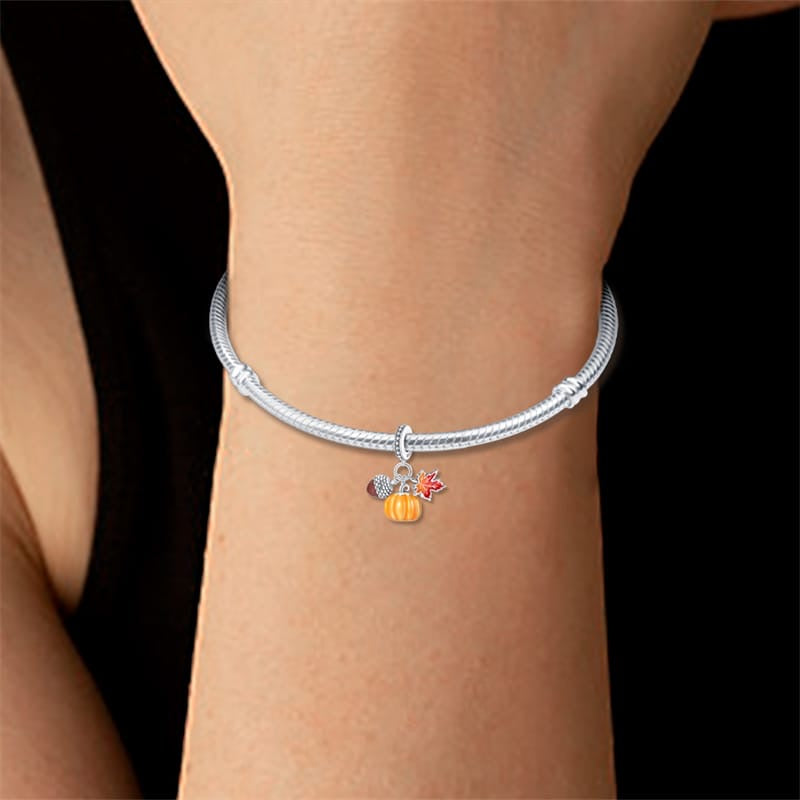 Golden Pumpkin & Maple Leaf Charm