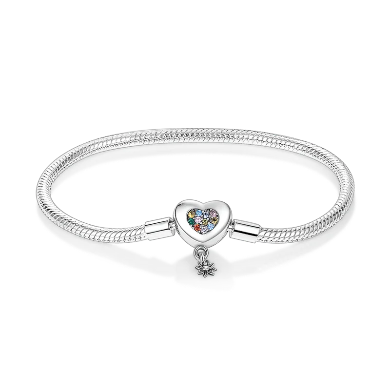 Zirconia Heart and dangle flower