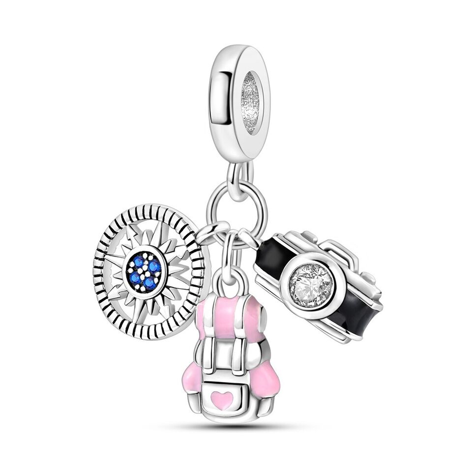 Backpack Camera & Compass Dangle Charm