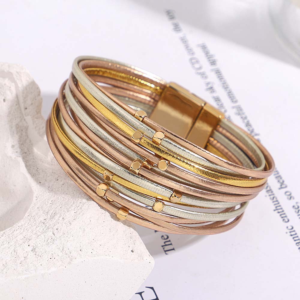 The ALLYES Charm Triple Color Leather Bracelet