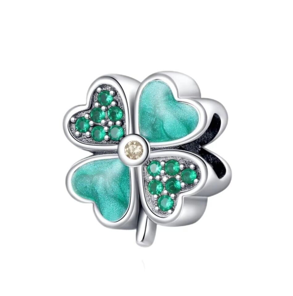Green Zircon Lucky Clover Charm