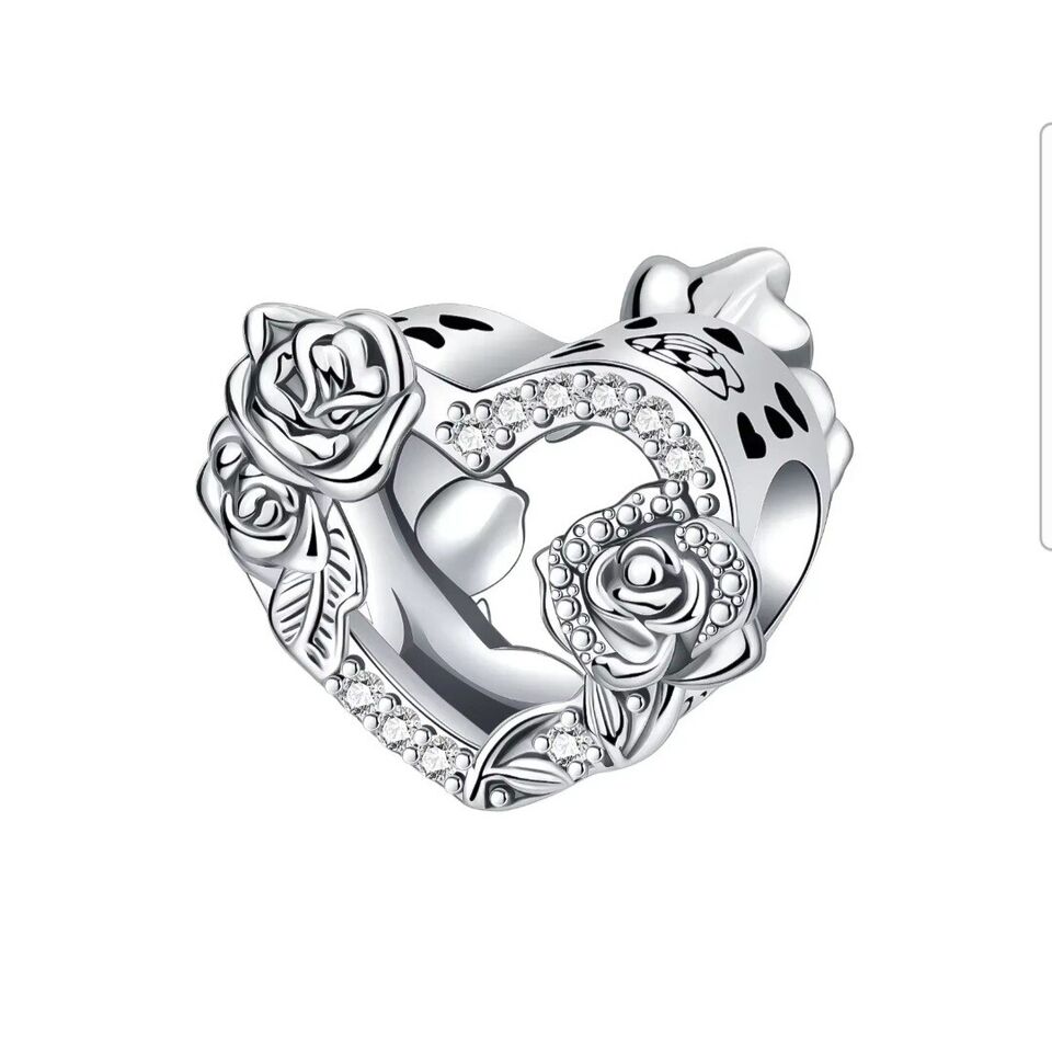 Heart With Flowers Charm