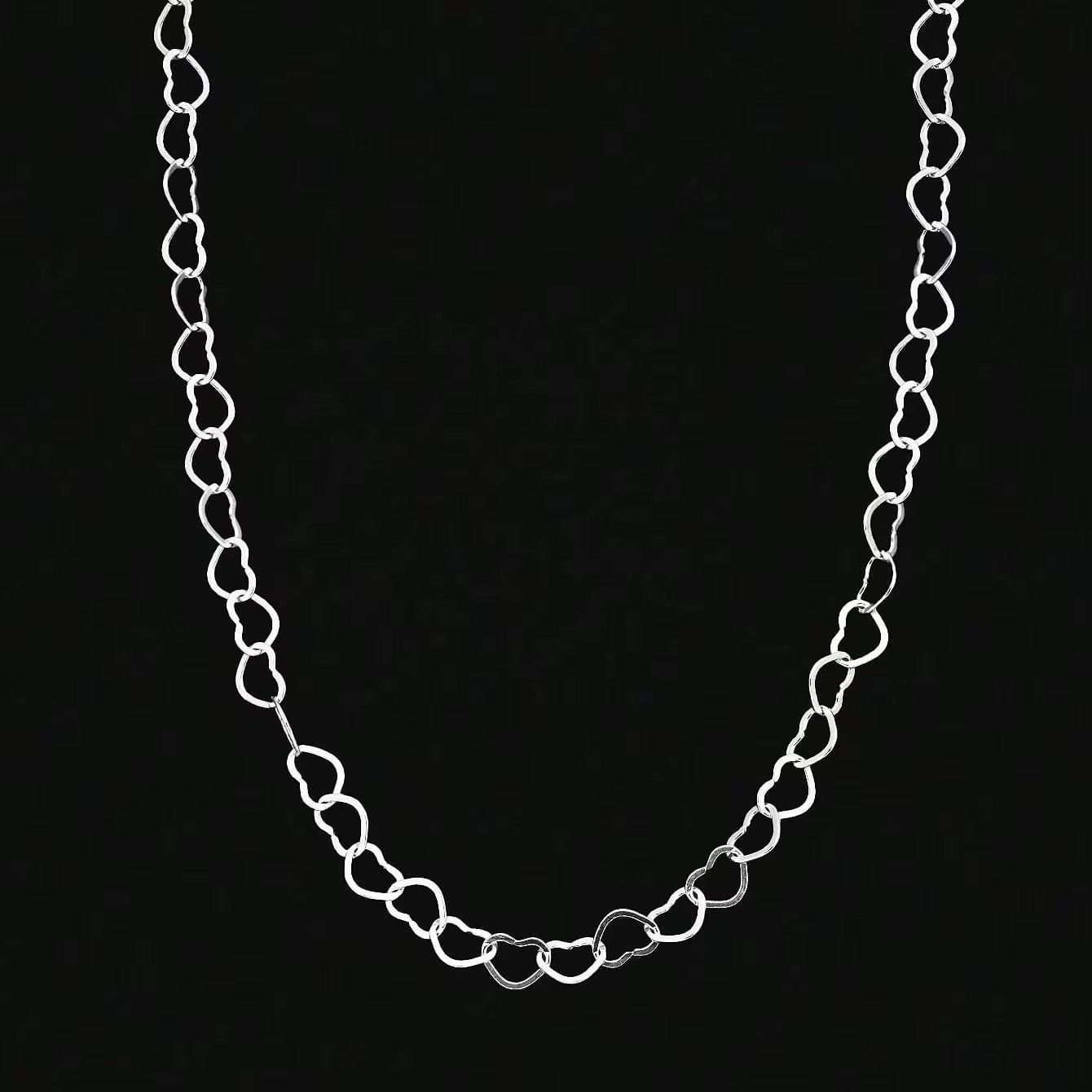 Heart link chain necklace 925 sterling silver minimal delicate love jewelry