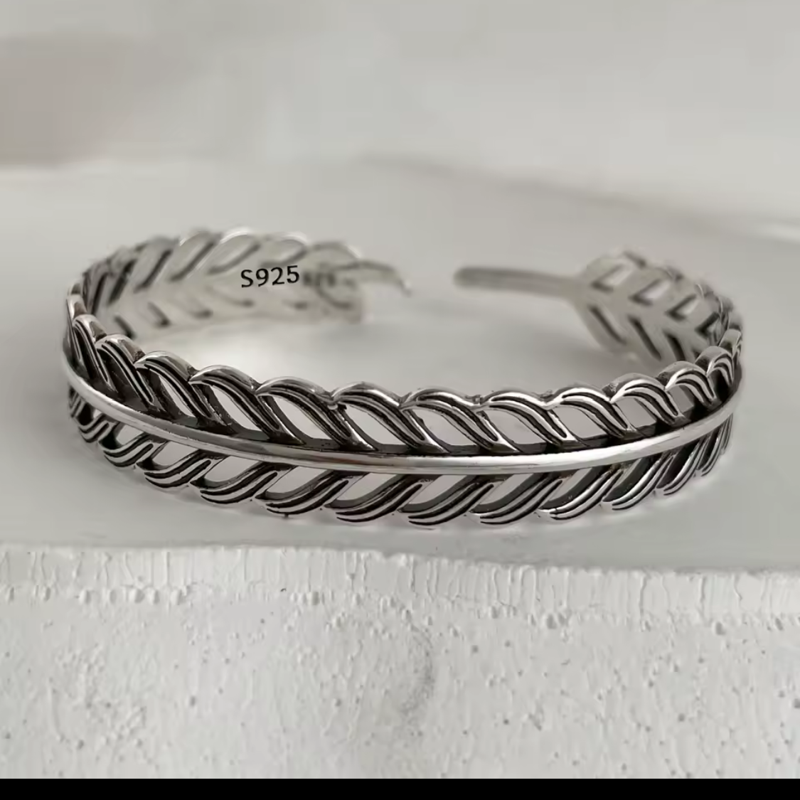 Sterling Silver Feather Cuff Bracelet