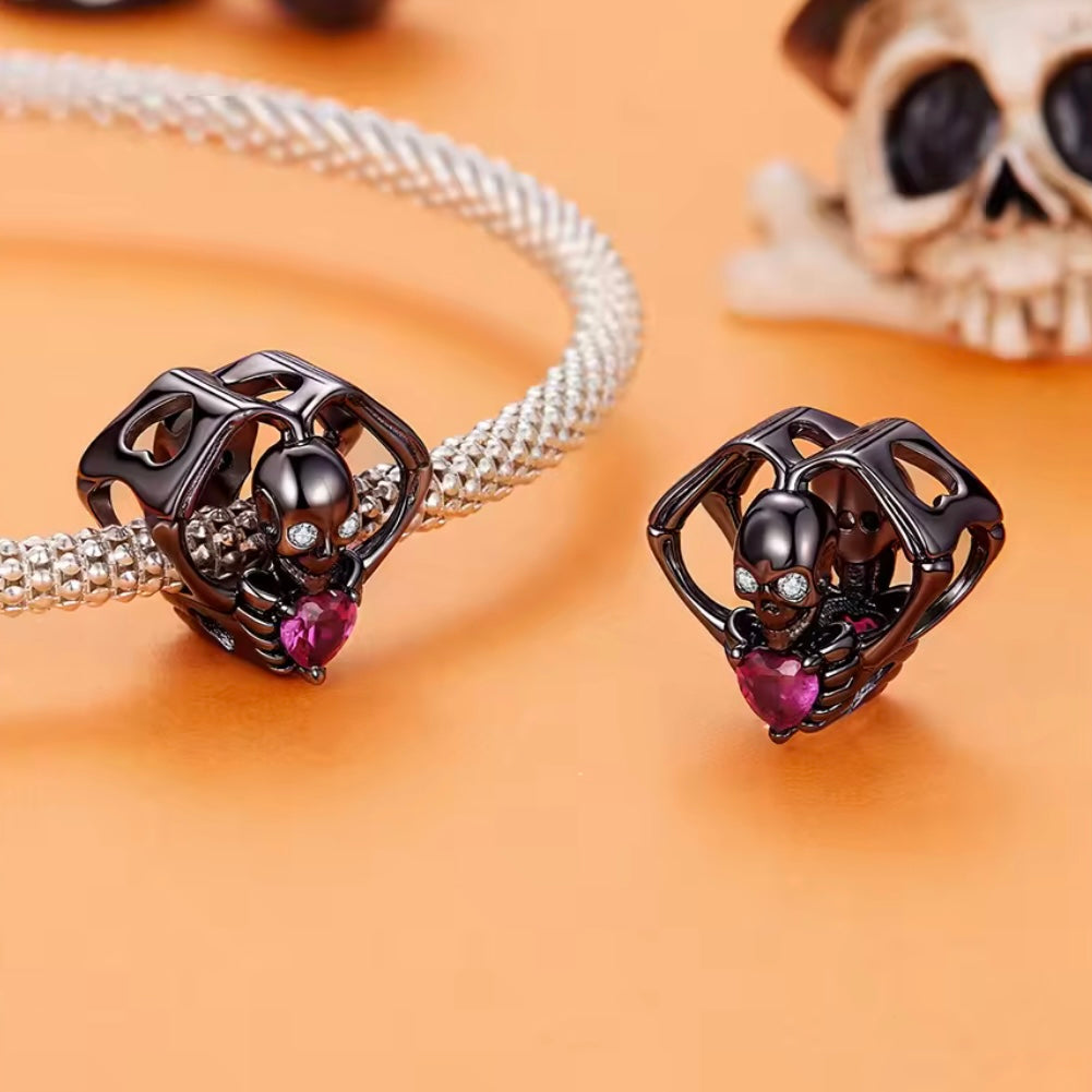 Halloween Heart Hand Skull Charm