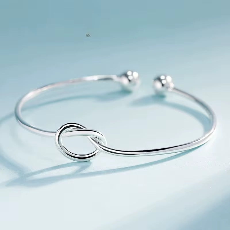 Silver Heart Bracelet with Ball Ends