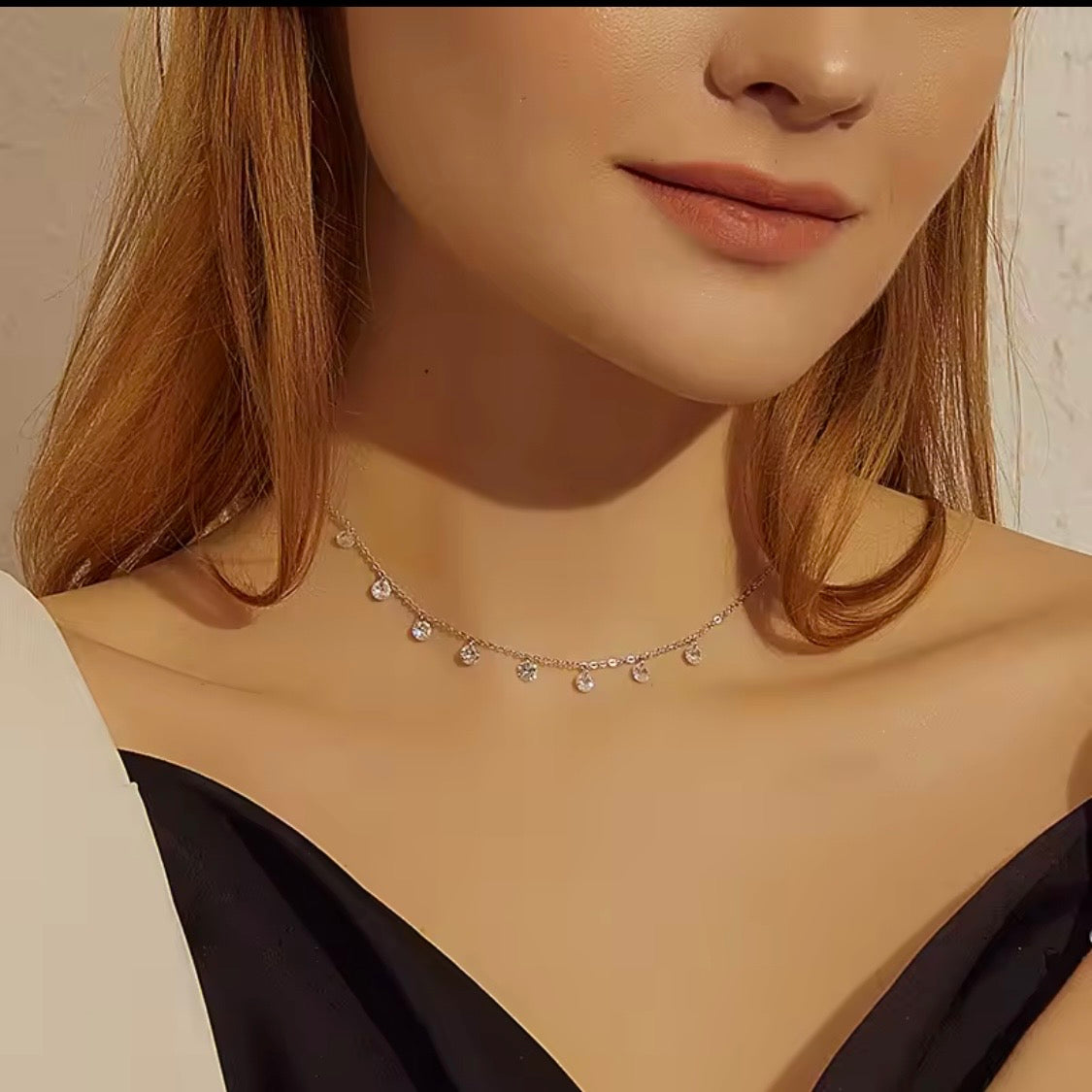 Dainty Crystal Teardrop Necklace