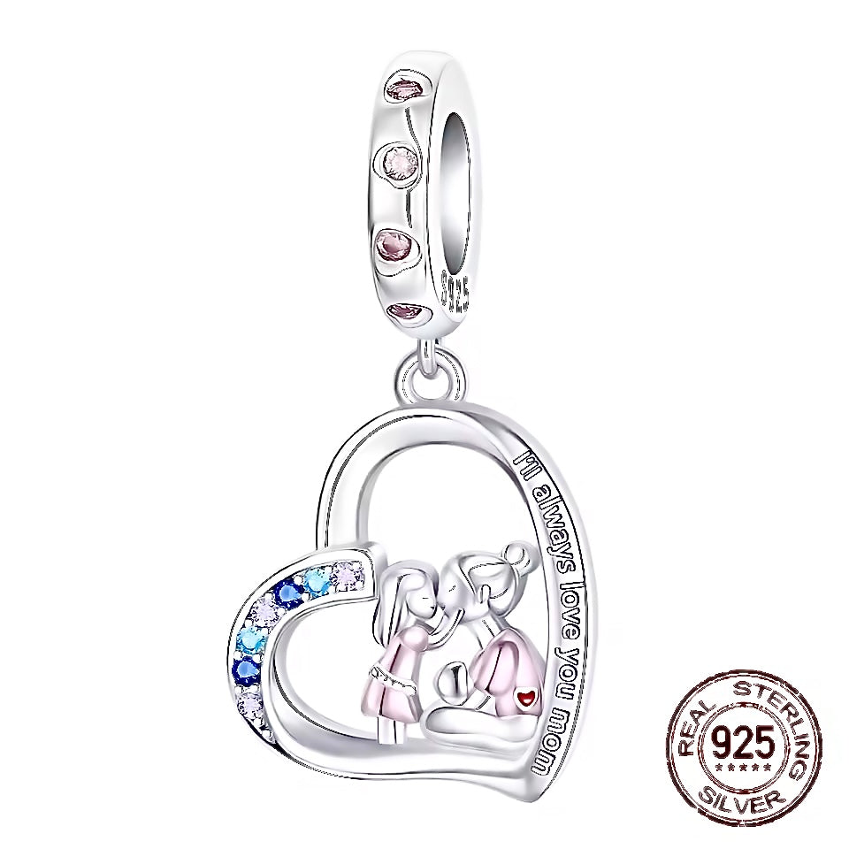 Mother and Daughter Heart Charm