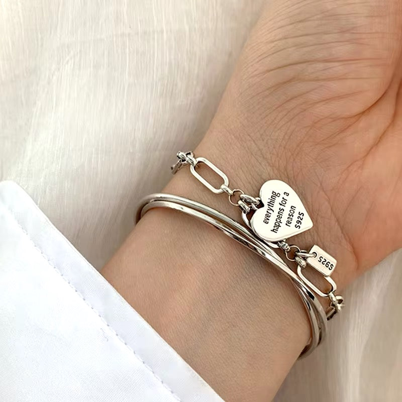 Sterling Silver LOVE Heart Bracelets