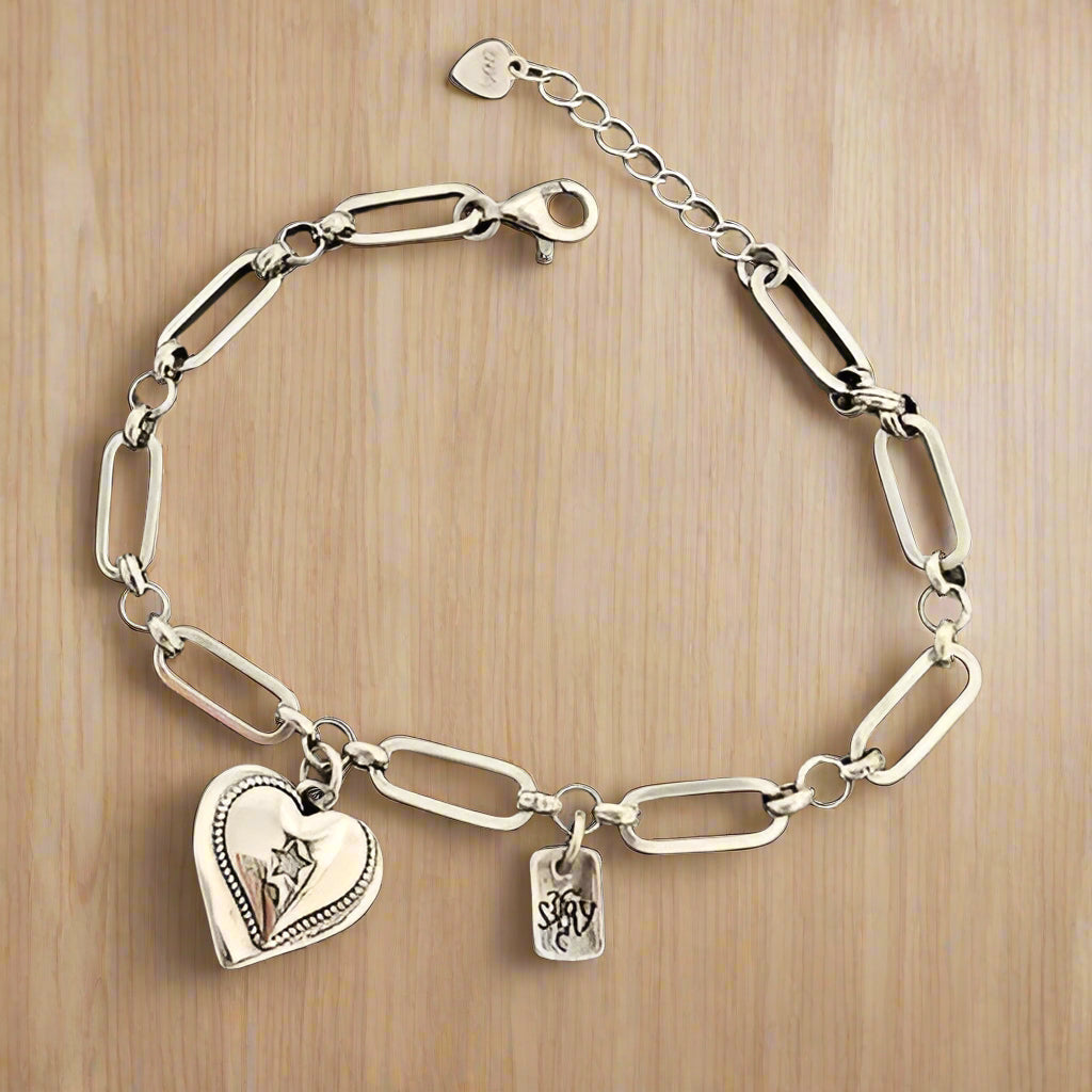 Sterling Silver LOVE Heart Bracelets