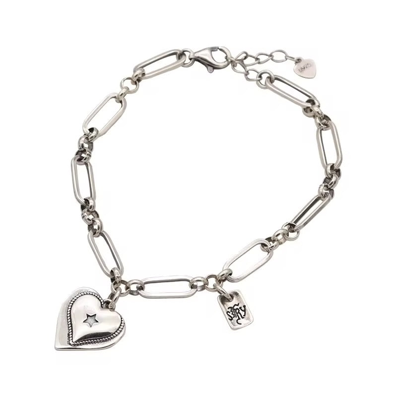 Sterling Silver LOVE Heart Bracelets
