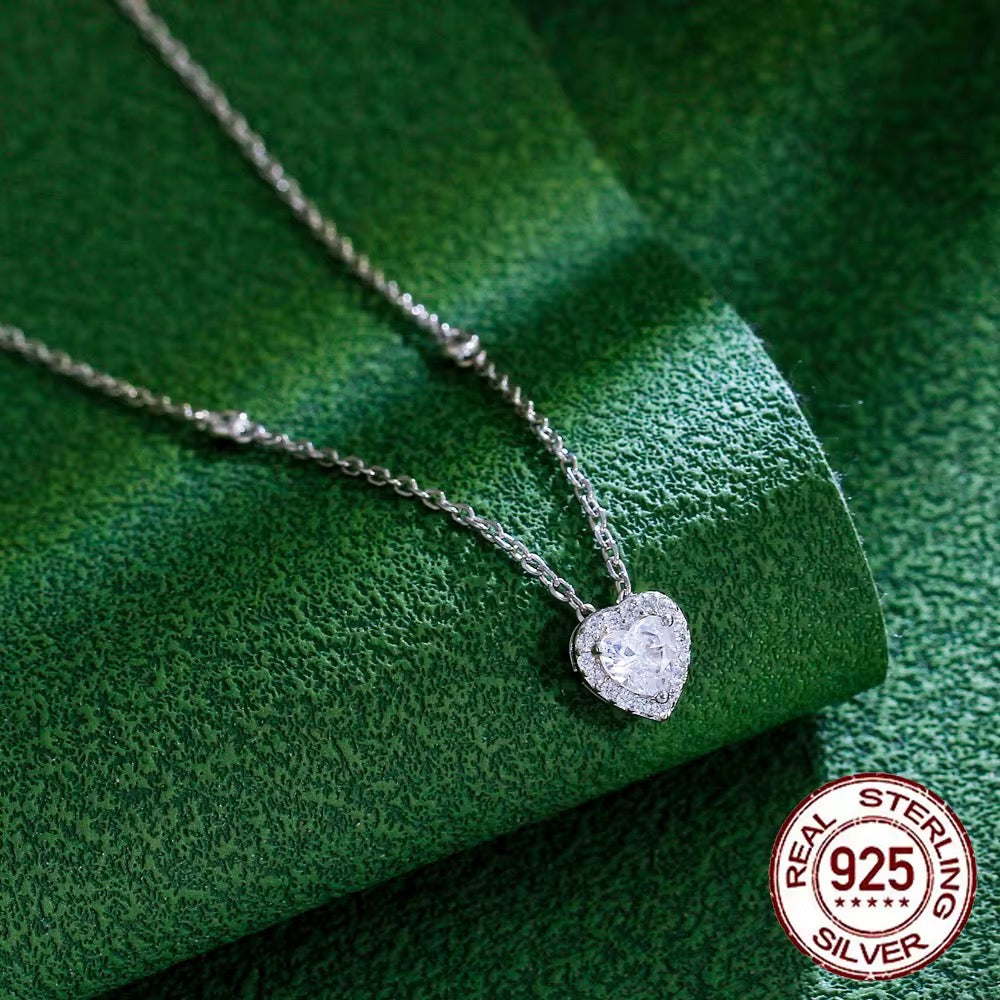 Cubic Zirconia Sparkling Heart Necklace