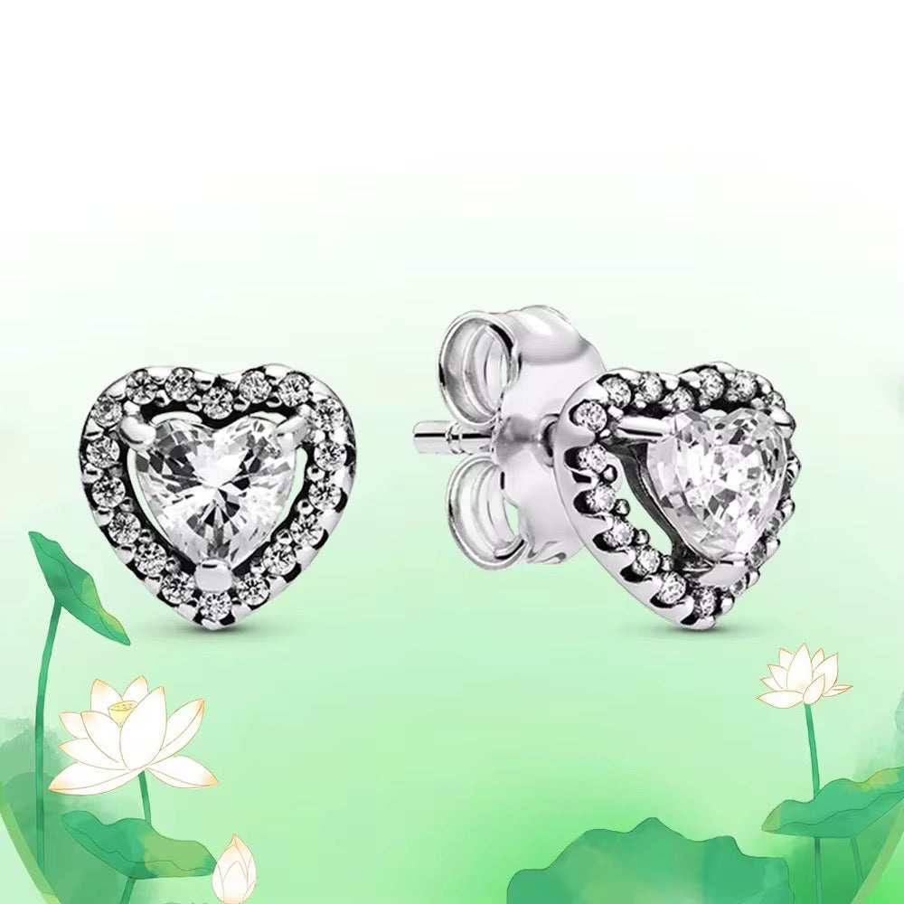 Stud Heart Earrings With AAA Zirconia