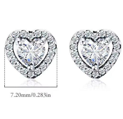 Stud Heart Earrings With AAA Zirconia