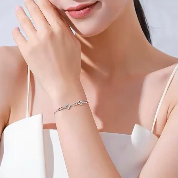 Sterling Silver Zirconia Flower Bracelet