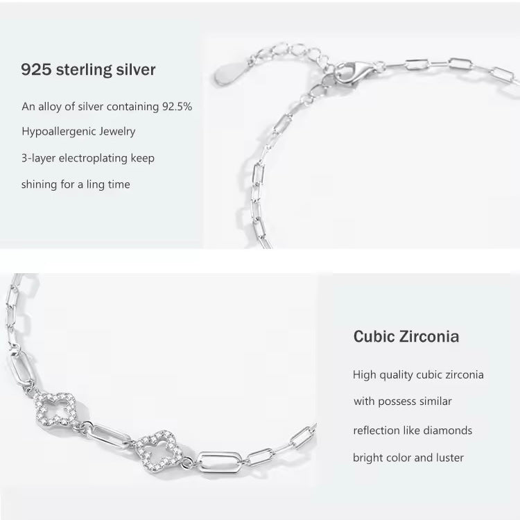 Sterling Silver Zirconia Flower Bracelet
