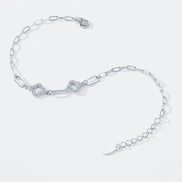 Sterling Silver Zirconia Flower Bracelet