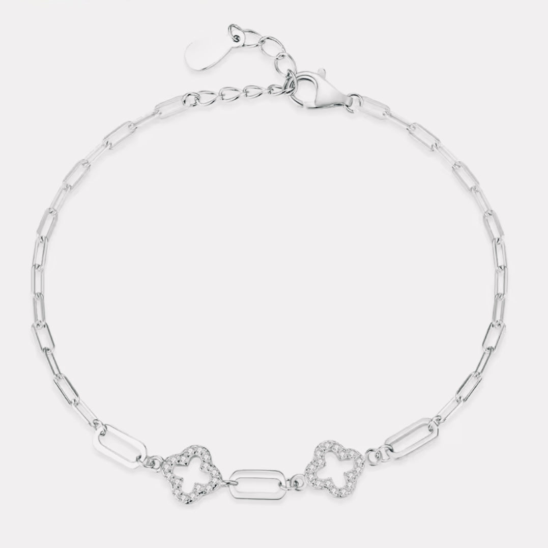 Sterling Silver Zirconia Flower Bracelet